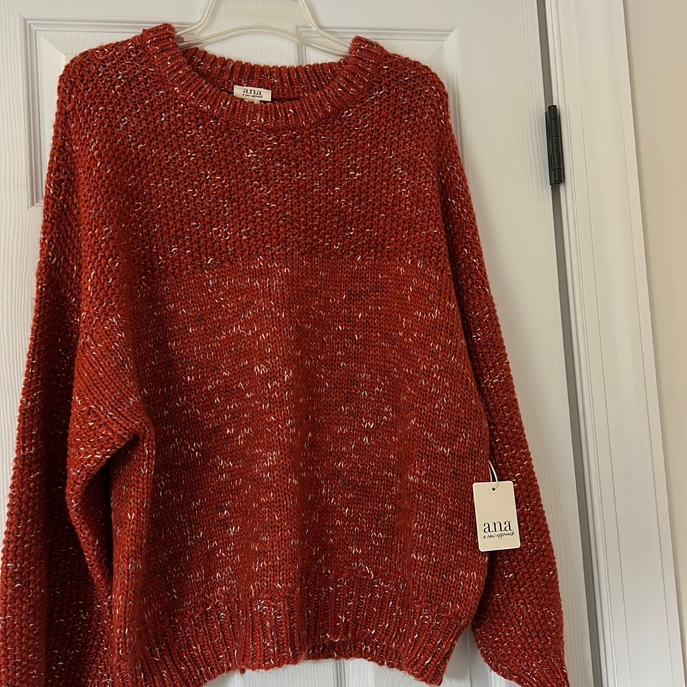 🧡a.n.a Rust Orange Knitted Sweater Size Large-NWT!🧡
